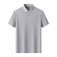 thumbnail image 3 of Txeol Offre à Durée Limitée Polo à Manches Courtes pour Homme Couleur Unie Col à Revers T-Shirt Décontracté Bouton Col Rond Chandail à Enfiler Hauts, Gris, m, 3 of 4