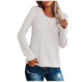 thumbnail image 1 of IROINID Women's Round Neckline Pullover Sweater Solid Color Comfy Mid-Length Long Sleeve Knitting Sweater Tops, 1 of 6