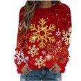 thumbnail image 1 of Pisexur Chandail en Molleton de Noël pour Femmes Sans Capuche Imprimé Graphique Vacances Col Rond Chandail en Molleton Ample Surdimensionné Automne Mode Décontracté Pull à Manches Longues pour Femmes, 1 of 4