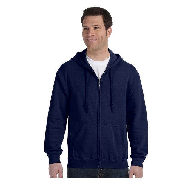 Gildan Men's Satin Label 1x1 Rib Zipper Pouch Pocket Hoodie, Style G18600