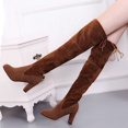 thumbnail image 1 of LSLJS Bottes Cuissardes à Talons Hauts pour Femmes, Bottes d'Hiver Chaudes pour Femmes avec Rivets, Fermeture Éclair, Talons Sabots, Équitation, Aguichant Mi-Mollet, Bottes Hauteur Genou pour Femmes, 1 of 3
