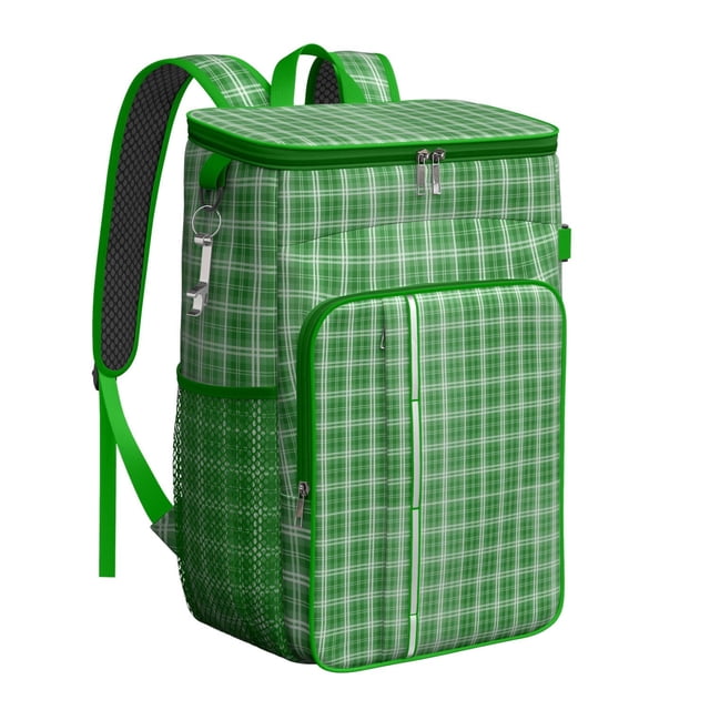 Rustic Plaid Soft Cooler Bag - 20L Insulated Leakproof Backpack Cooler for Picnics, Travel & Daily Use