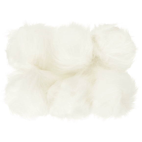 Unique Bargains Pompons en Fausse Fourrure pour Chapeaux, Pompons en Fourrure Duveteux et Doux avec Boucle Élastique, Blanc Lot de 6