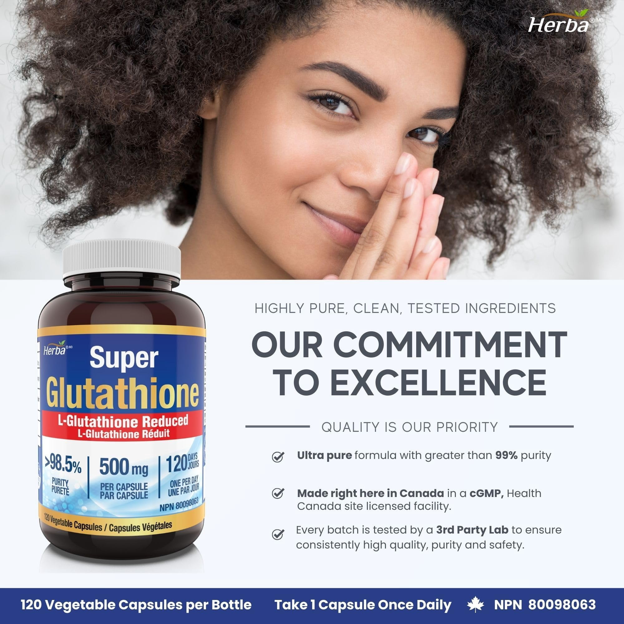 glutathione headaches L-Glutathione 743mg | Reduced GSH | Fermented Antioxidant helping eliminate them from your body Herba Glutathione Supplement 500 mg