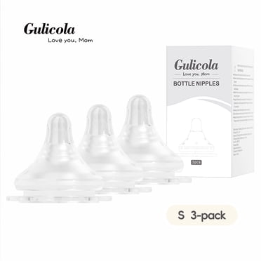 Gulicola Natural Flow Baby Bottle Silicone Nipple Level 1, Slow Flow (S), 1+ Months, 3 Counts (Pack of 1)