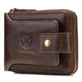 thumbnail image 1 of BULLCAPTAIN Leather Bifold Zipper Wallet for Men Travel Purse Pouch Gift, 1 of 7