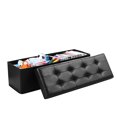 thumbnail image 1 of Foldable Furniture Box Storage Tufted Leather Ottoman Foot Rest (Large, Black), 1 of 1