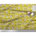 thumbnail image 2 of Soimoi Yellow polyester Crepe Fabric Leaves & Periwinkle Floral Decor Fabric Printed Yard 52 Inch Wide, 2 of 3