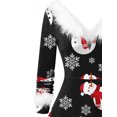 thumbnail image 4 of FOCUSNORM Robe de Noël Juniors pour Femmes Manches Longues en Peluche Col en V Dessin Animé Fête Midi, 4 of 8