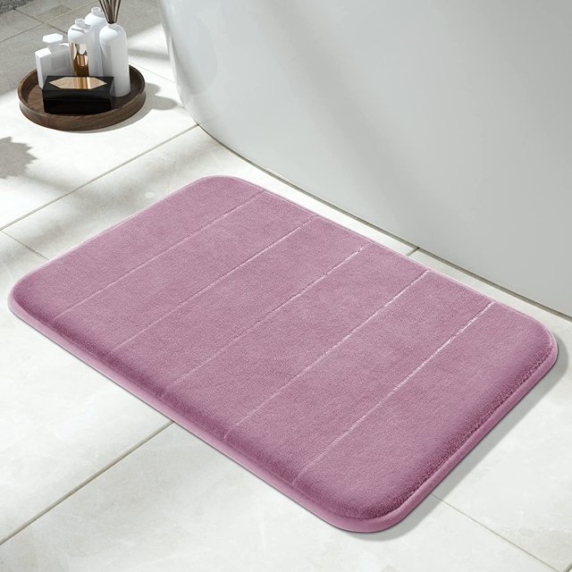 ORUYROP Memory Foam Bath Mat Rug, 24 x 17 Inches, Comfortable, Soft, Super Water Absorption, Machine Wash, Non-Slip, Thick, Easier to Dry for Bathroom Floor Rugs, Mauve