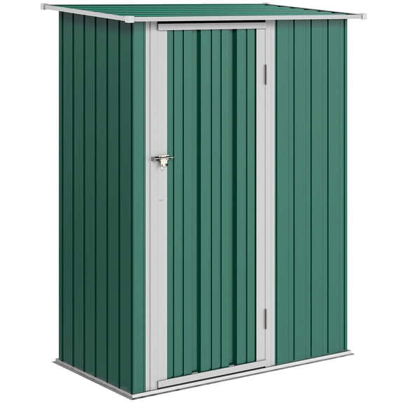 Outsunny Remise de Jardin, Remise à Outils en Métal avec Toit en Pente, Porte Verrouillable, Vert