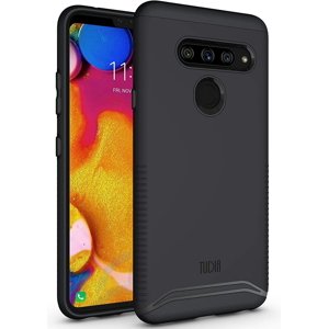 TUDIA for LG V40 ThinQ Phone Case, [MERGE] Dual Layer Slim Tough Non-Slip Heavy Duty Case Cover (Matte Black)