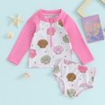 thumbnail image 4 of Gupgi Summer Kid Girls Swimsuit 2 Piece Quick Dry Rash Guard Set 0-5Y Long Sleeve Shell Print Patchwork Zipper Tops Bottoms, 4 of 9