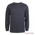 thumbnail image 1 of SLM Mens Cotton Thermal Tops Waffle Knit or Plain Henley Shirts -Large-Basic Charcoal, 1 of 2