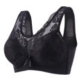 thumbnail image 1 of Virmaxy Womens Wireless Bra Oversized Gathered Comfortable Breathable Underwear (Plus Extended Buckle) Everyday Bra Embroidered Glossy Comfortable Breathable Bra Underwear No Rims Black-3 44, 1 of 2