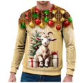 thumbnail image 2 of Ediodpoh T-Shirt de Sport à Col Rond pour Homme d'Hiver de Noël à Manches Courtes, Décontracté pour les Fêtes, T-Shirt de Sport à Col Rond pour Homme, Chandail pour Homme Jaune Pâle_001 S, 2 of 4