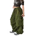 thumbnail image 3 of Ladies Cargo Pants  Solid Loose Trousers with Elastic Waistband and Pockets, 3 of 9