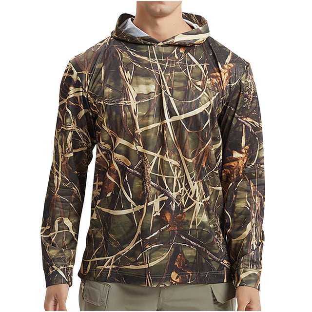 Yuyuzo Chandails en Molleton à Capuche pour Hommes Protection Solaire Manches Longues Séchage Rapide Randonnée Pull-Over