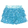 thumbnail image 1 of XUNZOO Girls Sequins Ruffle Layers Culottes Kids Shiny Hip Hop Samba Skirt with Shorts Latin Mini Light Blue 14, 1 of 9