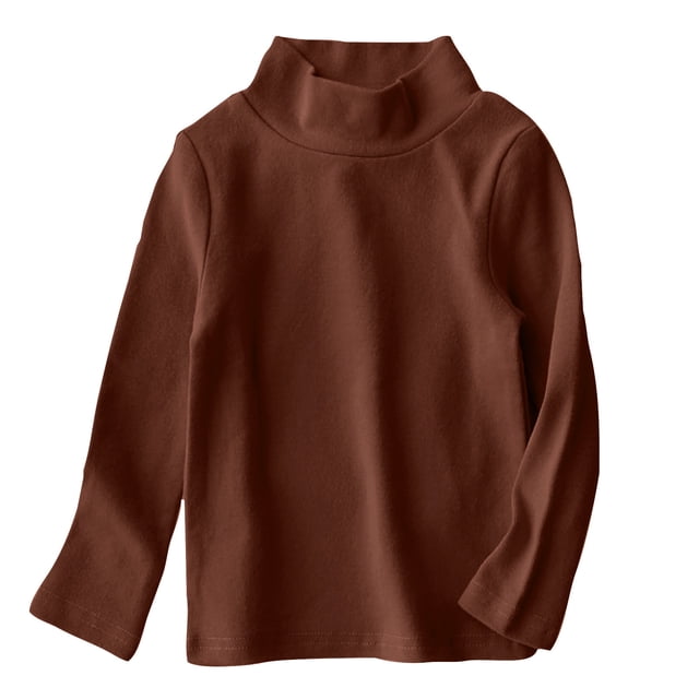 Hauts à Manches Longues pour Filles Rabais Tout-Petits Enfants Garçons Filles Chandails Mode Couleur Unie Col Rond Hauts à Manches Longues Chandail Ras du Cou pour Bébés Garçons Brun 3T