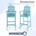 thumbnail image 3 of Gymax 2PCS Tall Adirondack Chair w/Back Armrests & Footrest for Balcony Porch Deck Turquoise, 3 of 10