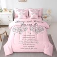 thumbnail image 1 of Erosebridal Ensemble de Literie à Imprimé Cœur d'Amour Format Simple, Ensembles de Couette Romantiques de la Saint-Valentin avec Draps, Rose, Réversible, 1 of 5