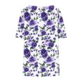 thumbnail image 3 of Pisexur Hauts de Printemps pour Femmes Blouses pour Femmes Chic Décontracté Mode pour Femmes Imprimé Col Rond Manches Courtes Plissé Ample Haut Multicolore,3TG, 3 of 3