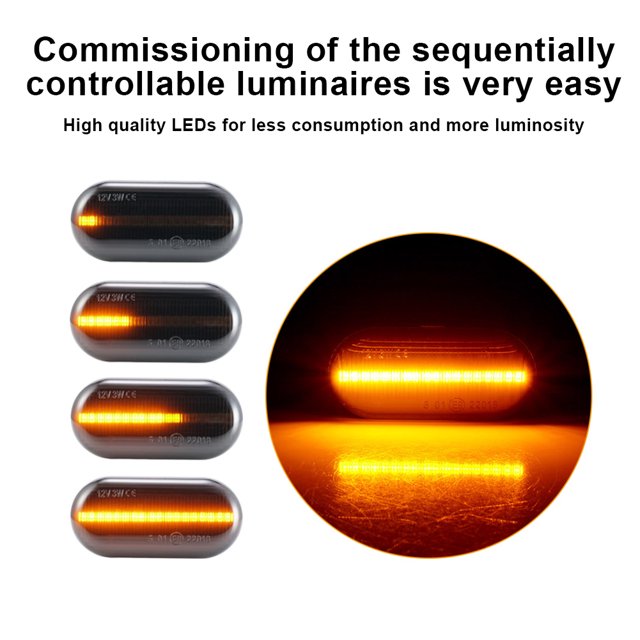 LED Side Blinker, Dynamic Turn Lights Amber Lighting High Brightness Replacement For Opel MOVANO Kasten F9 For Car