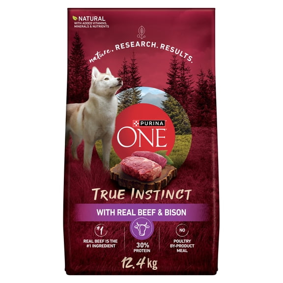 Purina ONE Vrai Instinct Boeuf & Bison, Nourriture Sèche pour Chiens 12.4kg