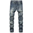 thumbnail image 4 of Birdeem Mens New Fashion Have Pockets Button Zipper Personality Denim Trend Jeans, 4 of 12