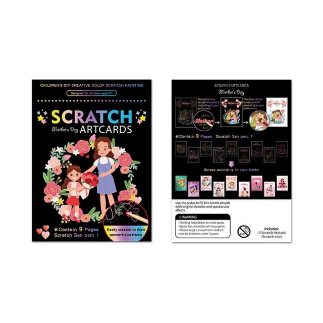 F Mothers Day Theme Scratch Art Set With Tool For Childrens Craft Party Activity