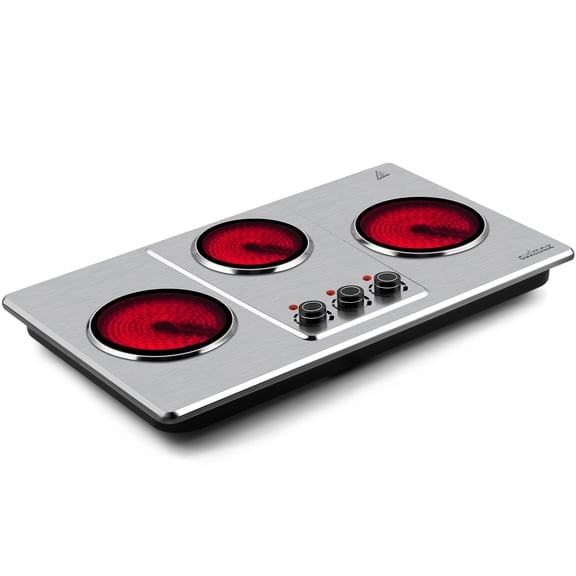 CUSIMAX 1800W Triple-Burner Infrared Ceramic Cooktop – Portable Stainless Steel Countertop Stove for Fast, Energy-Saving Cooking