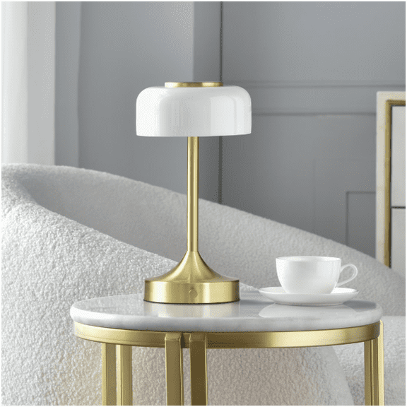 Better Homes & Gardens Portable Milk Glass Table Lamp, Rechargeable