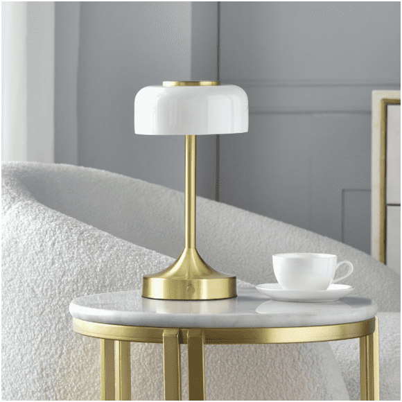 Better Homes & Gardens Portable Milk Glass Table Lamp, Rechargeable