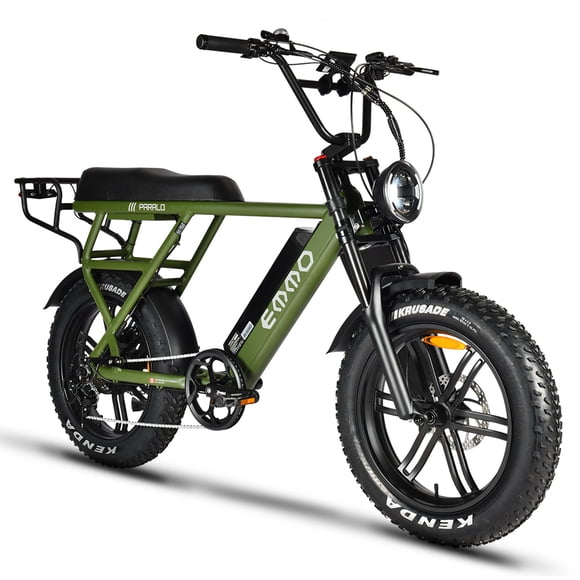EMMO Paralo Pro Moped Style EBike for Two - Electric Scooter Bicycle 750W - Green - Long Range 48V Removable Battery LED Turn Signals