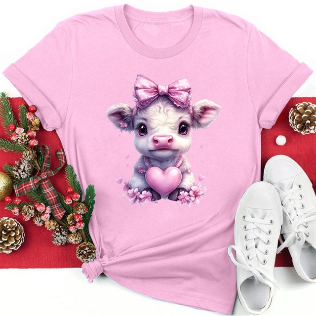 Meichang T-Shirts Graphiques pour Femmes, T-Shirts de la Saint-Valentin, Imprimé Amour Doux, Manches Courtes, Col Rond, Chandail Ample, Hauts de Vacances Décontractés