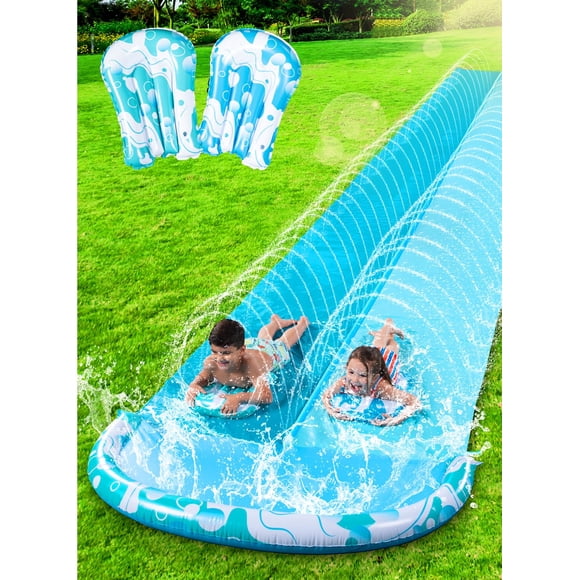 JOYIN 22.5FT Water Slide and 2 Inflatable Boards, Extra Long Heavy Duty Double Lawn Waterslide with Sprinkler for Kids Adults Backyard Summer Water Toy Outdoor Fun, B