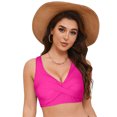 thumbnail image 4 of Huesdet Haut de Bikini pour Femmes Bretelles Spaghetti Réglables Haut de Maillot de Bain Col Rond Rembourré (Rose Vif, TG), 4 of 9
