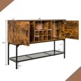 thumbnail image 4 of Giantex ndustrial Buffet Cabinet, Home Kitchen Wine Cabinet w/8-Bottle Rack & Metal Mesh Shelf, Coffee Bar Sideboard, 4 of 10