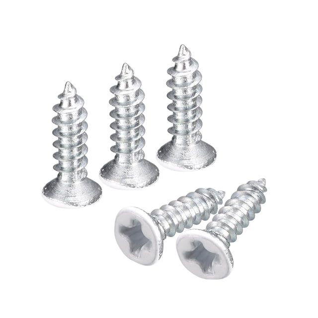 Unique Bargains Vis Blanches ST2x8mm à Taraudage Automatique, Lot de 100 Vis à Tête Plate à Tête Crantée pour le Travail du Bois