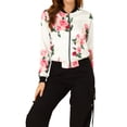 thumbnail image 1 of INSPIRE CHIC Blouson Bomber pour Femme Coupe Ajustée Léger à Fermeture Éclair Blanc Rose TP, 1 of 8
