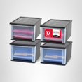 thumbnail image 2 of IRIS USA 17 Qt. Medium Plastic Stacking Drawer, Stackable Storage Organizer Unit with Sliding Drawer for Bedroom Kitchen Under Sink Pantry Craft Room Dorm Office, Black, 4-Pack, 2 of 7