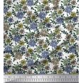 thumbnail image 1 of Soimoi Polyester Crepe Fabric Leaves & Floral Block Print Sewing Fabric Yard 52 Inch Wide, 1 of 3