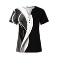 thumbnail image 5 of Penkiiy Tunique Florale pour Femmes Blouse Décontractée Col en V Manches Courtes Boutons T-Shirts L Noir, 5 of 5