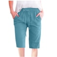 thumbnail image 1 of Timegard Womens Plus Size Shorts Elastic Waisted Drawstring Lightweight Casual Knee Length Shorts with Pockets, 1 of 5