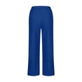 thumbnail image 4 of Timegard Womens Cotton Linen Pants Elastic Waist Wide Leg Solid Color Trend Lounge Pants with Pockets, 4 of 7
