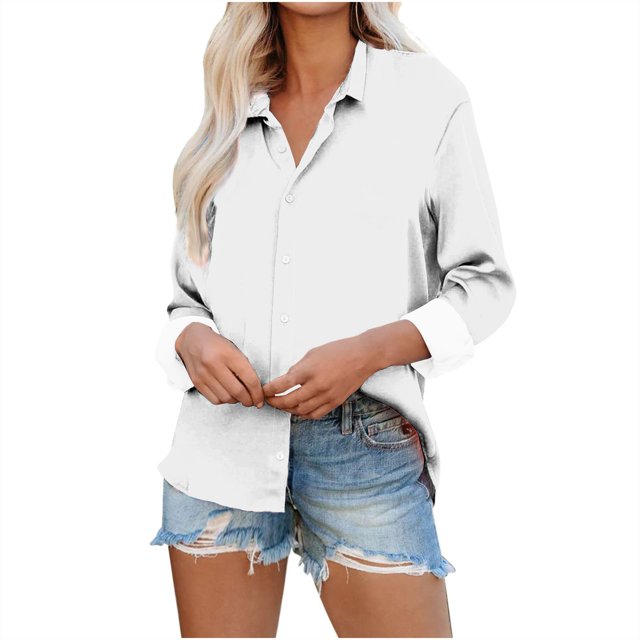 MeetoTime Robe Chemise Boutonnée pour Femme Décontractée à Manches Longues Infroissable pour le Bureau
