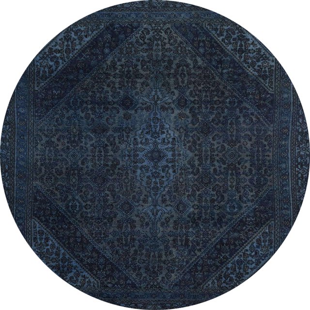 Ahgly Company Tapis d'Intérieur Ronds Abstraits Bleus Abstraits pour Aire, 4 Pieds Rond