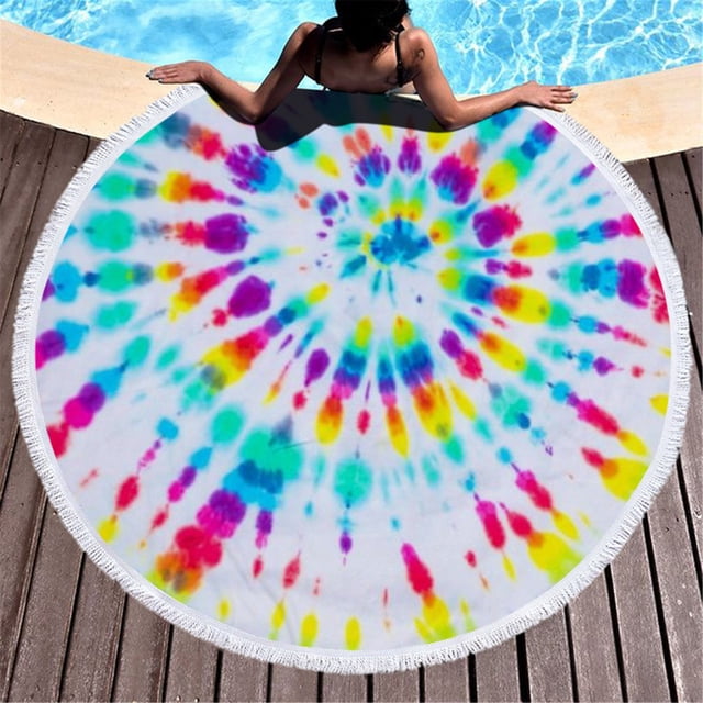 ddioayh Liquidation Serviette de Plage Ronde Imprimée Châle en Microfibre Serviette de Plage Tapis de Plage