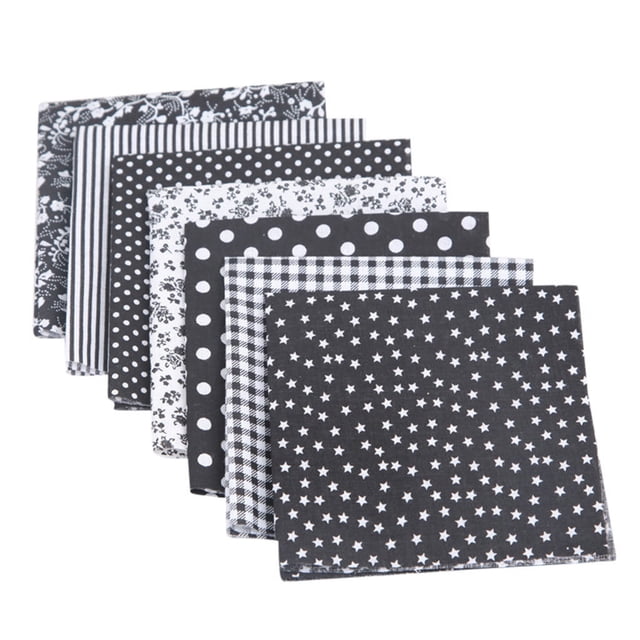 Black 7 Pc Cotton Fabric Squares 9.84X9.84 Inch Precut Patchwork Bundle For Quilting Sewing Crafts Soft Breathable Multicolor Prints